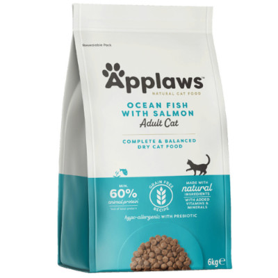 6 kg APPLAWS Trockenfutter mit Meeresfisch und Lachs getreidefrei adulte Katzen
