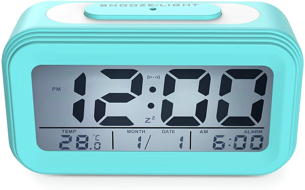 Despertador pequeño de viaje Reloj despertador silencioso de cabecera con  función de luz y repetición (azul)