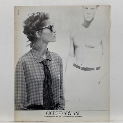 1989 Giorgio Armani Print Ad Aldo Fallai Vintage 1980s Art Retro Model Eighties