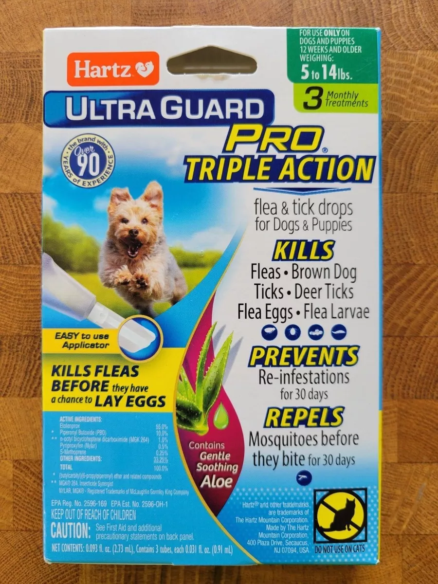 Hartz ~ Ultra Guard ~ Pro Triple Action ~ Flea Tick Drops Dogs Puppies  ~5-14 lbs 32700157319