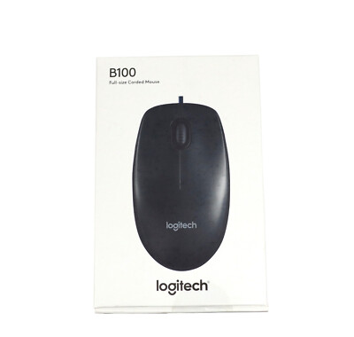 NEW Logitech B100 Full-Size Corded Mouse | Wired USB Computer Mouse | 910-001439