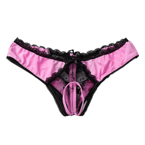 Women Lace Opening Crotch Panties Sexy Crotchless Thongs Lingerie Underwear - Picture 5 of 29