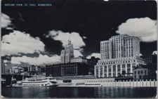 Vintage 1940s ST. PAUL, Minnesota Postcard "SKYLINE VIEW" Conoco Gas Advertising