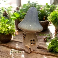 Mushroom House Blue Top Large Glazed Ceramic Gift Idea 14cm