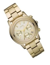 NEW DKNY GOLD TONE STAINLESS STEEL+MOP DIAL CHRONOGRAPH WITH DATE WATCH NY8344