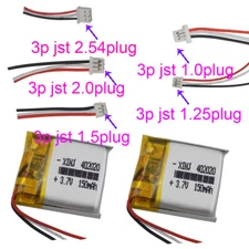 2pcs 3.7v 150mAh Polymer Li Battery 402020 Thermistor 3pin 1.0 1.25 1.5 2.0 2.54