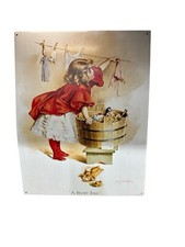 Busy Washing Day by Maud Humphrey Vintage Metal Advertising Sign Made In The USA