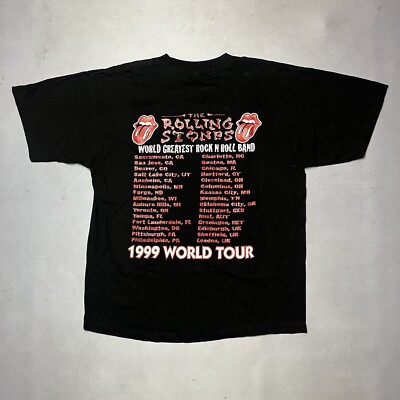 Vintage 90s Rolling Stones 1999 World Tour T Shirt XL | eBay