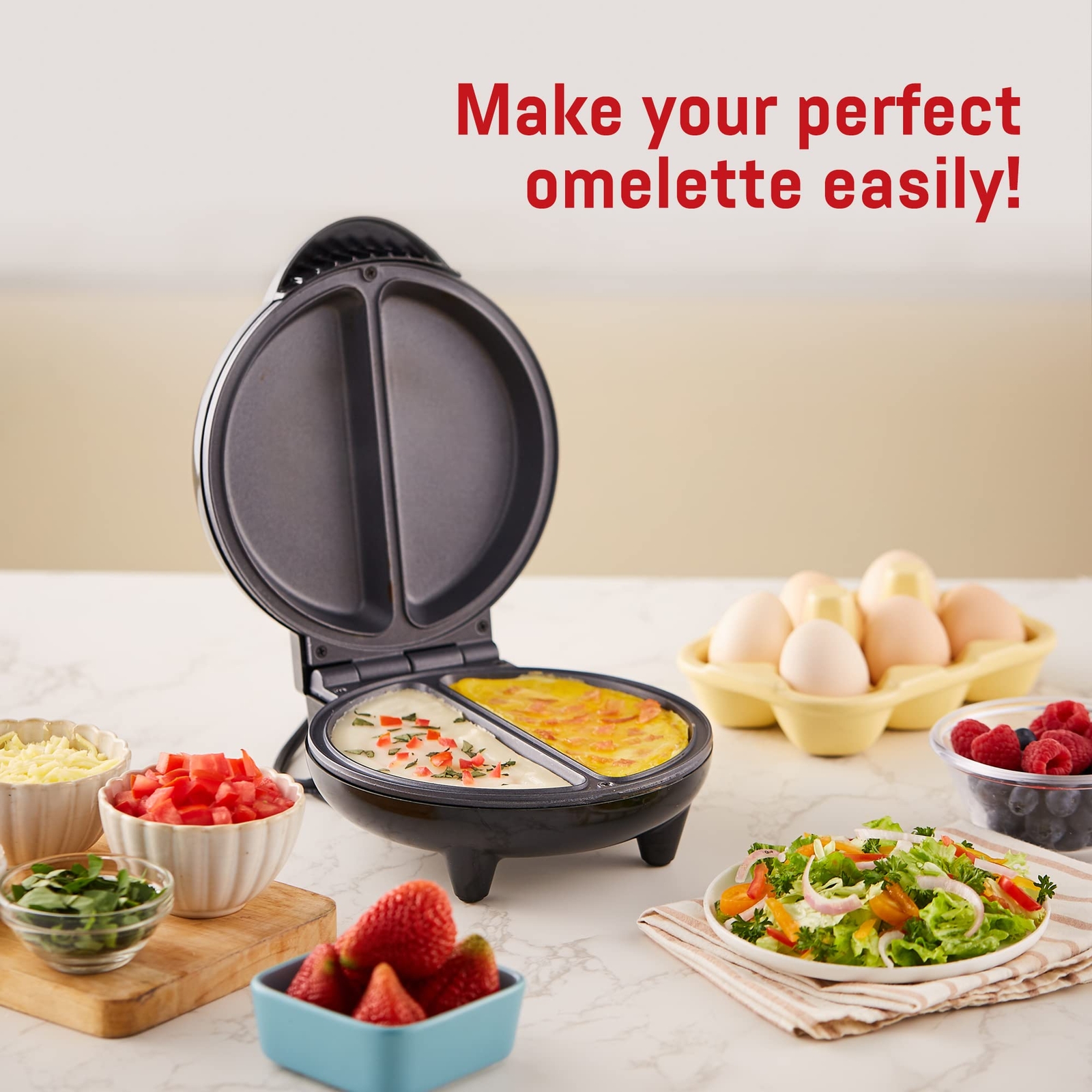 EOM205 Non-Stick Omelet, Frittata, Snack Pocket Maker, Dessert Maker, 2 ...