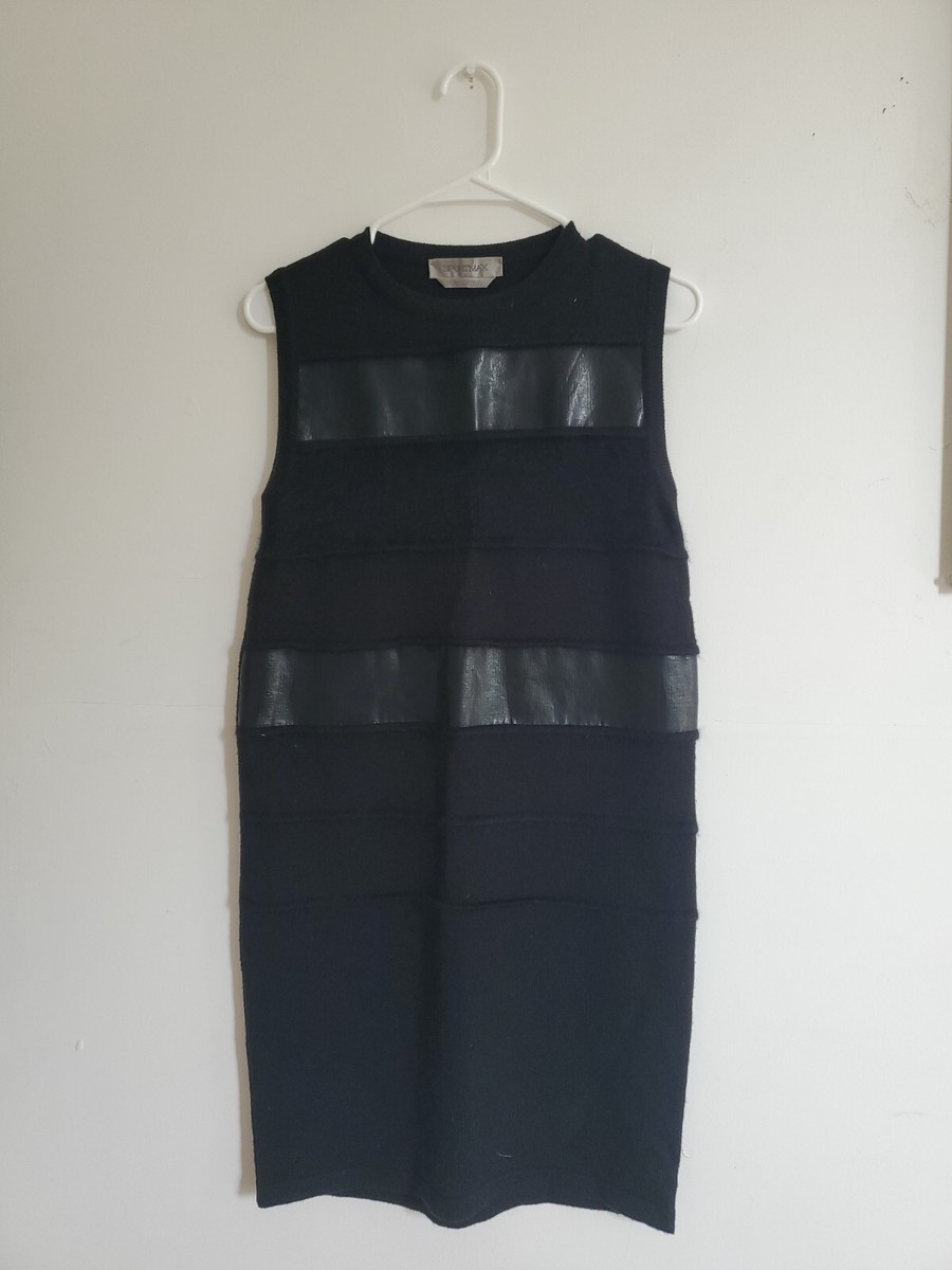 Sportmax Max Mara Black Sleeveless Sweater Dress Panel Size