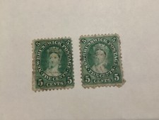 Canada Nova Scotia 8 half c Green Queen Victoria x 2 diff positions used
