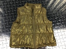 Puffer Vest Gold Micro Dot Unisex Glitter Sleeveless Zip Up Light Jacket Size 3T
