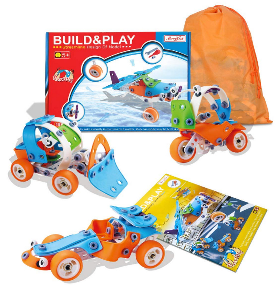 Build & Play 189-Piece STEM Take apart 6 models Age 5+ toy building DIY cars new