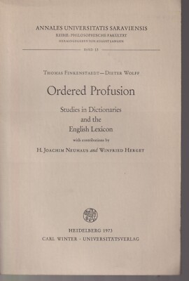 Finkenstaedt -- Ordered Profusion / Studies in Dictionaries and the