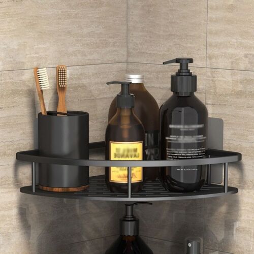 Bathroom Storage Organiser Rack No Drill Wall Mount Corner Shelf Shower Bath - Afbeelding 1 van 13