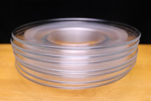 Vintage Cut Glass Laurel Wreath 8 1/8 " Plates Clear Set of 7 - Picture 3 of 4