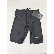 NWT Speedo Power Flex Eco Jammers Boys size 24 Black Competition Swimsuit 