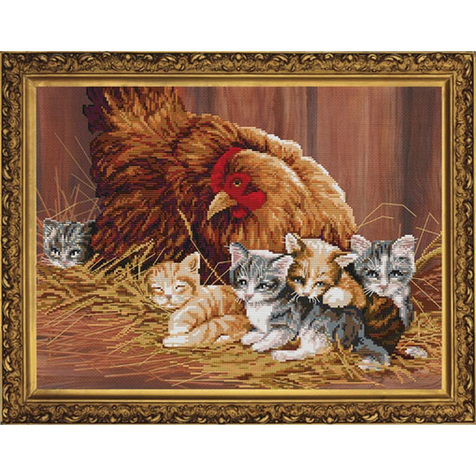 Nova Sloboda CD3107 Poule et Chatons broderie point de croix