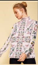 Image of  Ted Baker Meranda Unity Floral High Neck Blouse Size 1 UK 8 RRP £120