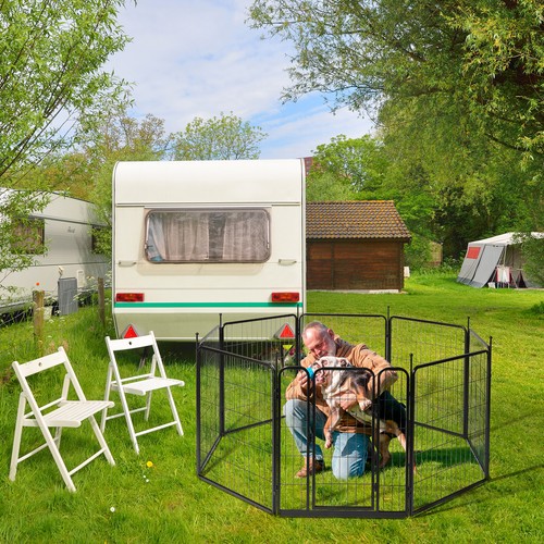 Heavy Duty Dog Playpen 32"H 8 Panels Exercise Pen Pet Fence Cage with Door,Black - Bild 7 von 8