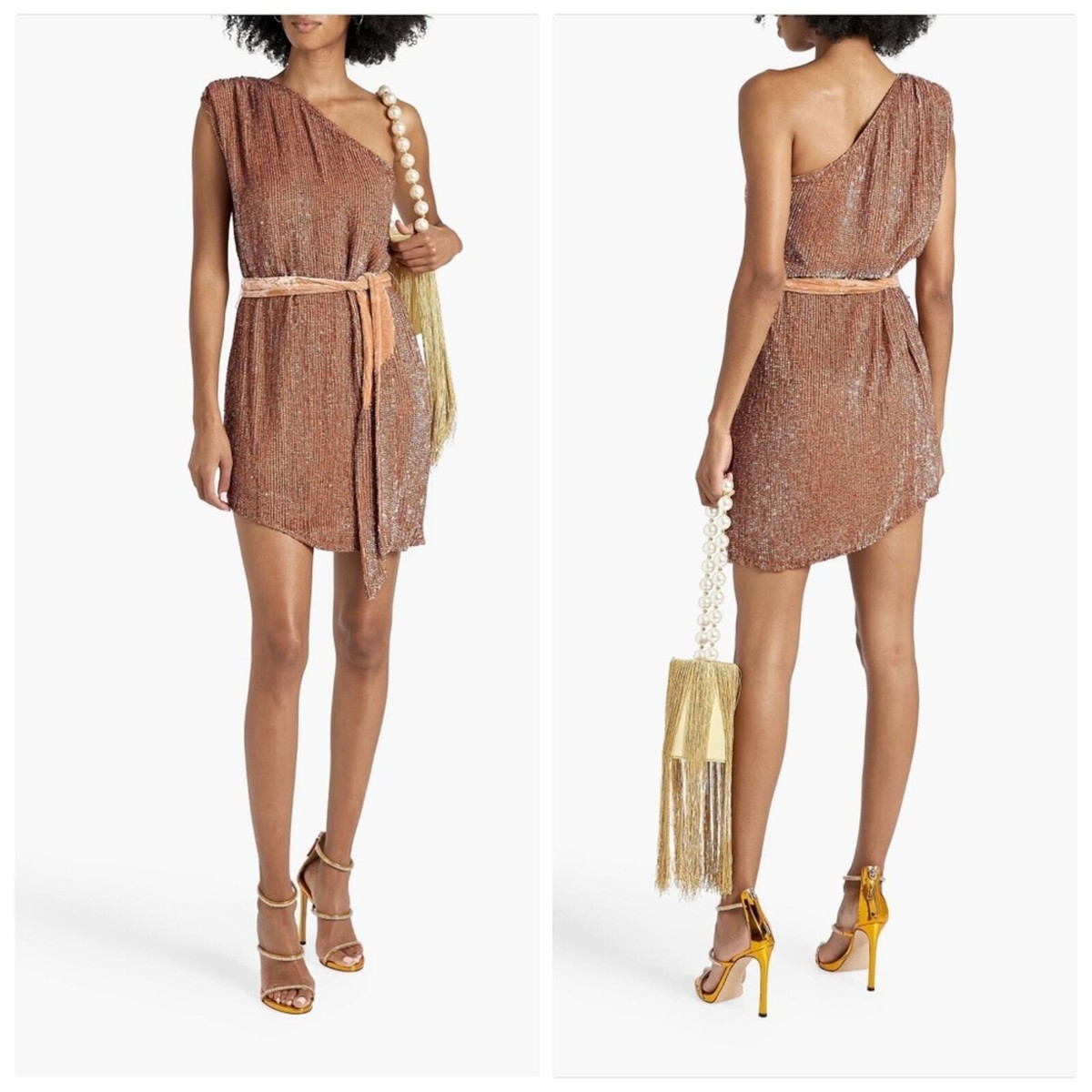 retrofete one shoulder sequin dress Askala Sequin Crochet Dress Retrofete