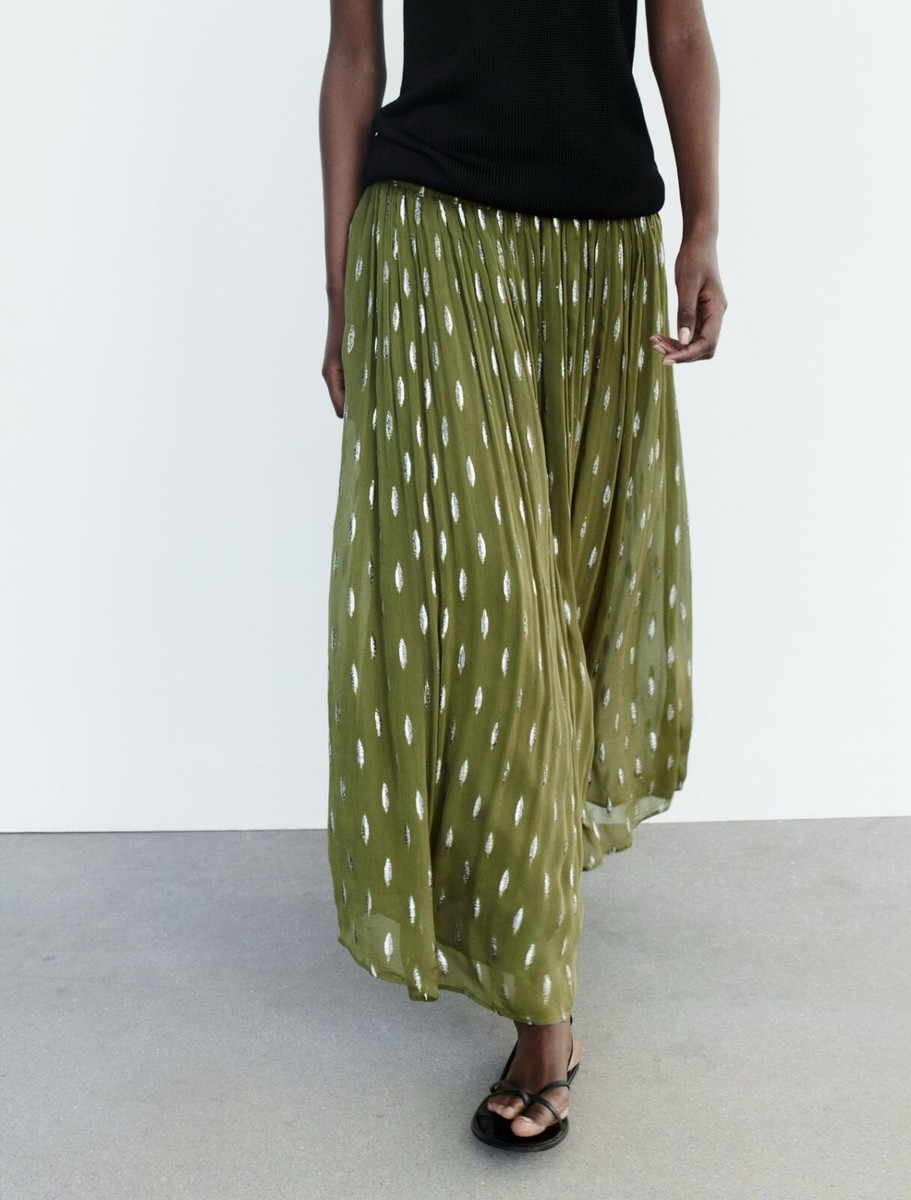 ZARA S, M, L, BOHO METALLIC THREAD LONG FLOWING SKIRT : 5770