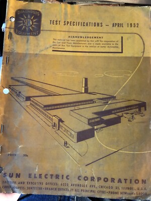1952 Sun Electronics Coporation Test Specifications Manual-Complete! 1937-1952!