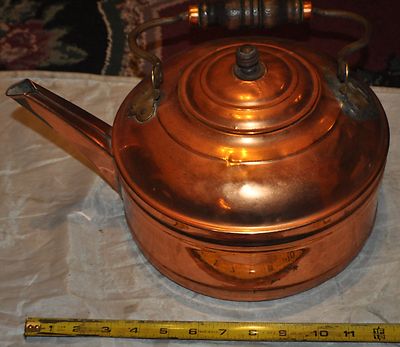 Vintage Copper and Brass ? Tea Kettle Pot ABOUT 12 INCHES