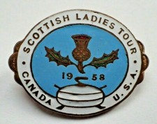 Rare Curling Pin - Scottish Ladies Tour 1958 Canada U.S.A.
