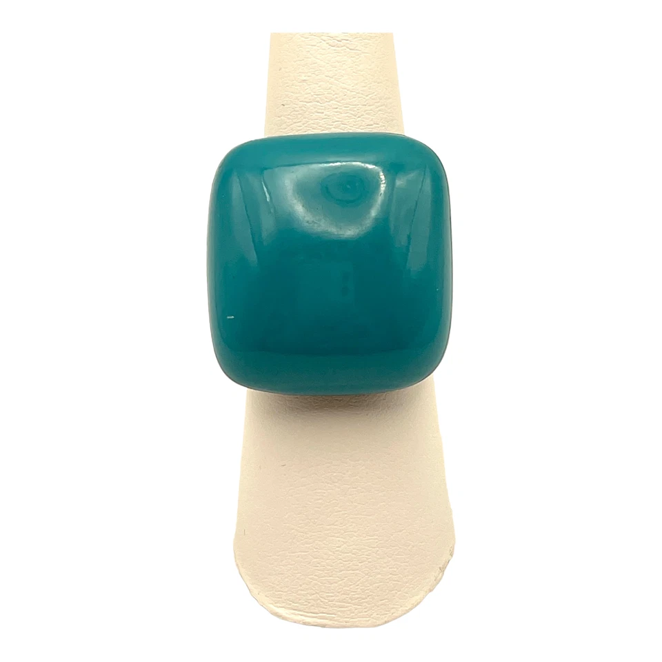 Anillo MODERNISTA Color Turquesa de Frijol Tallado o Madera Talla 6.5 Foto 2 de 4