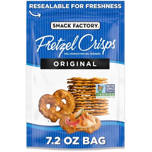 Snack Factory Original Brezel Chips, gentechnikfrei, 7,2 Unzen wiederverschließbarer Beutel
