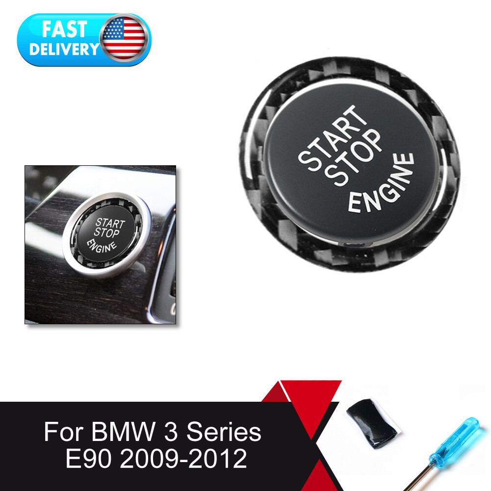 ABS Start Stop Engine Button Cover Carbon Fiber Trim Ring For BMW 3 5