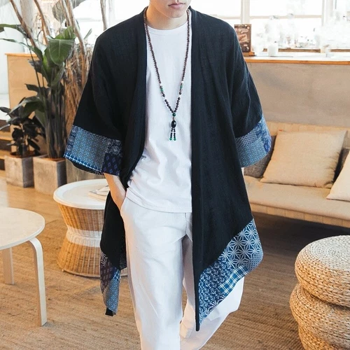 Sommer Kimono Strickjacke Herren Männer Samurai Kostüm Kleidung Kimono Jacke - Bild 2 von 38