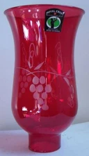 Cranberry Grapes Glass Hurricane Lamp Shade Chandelier Light, 3 1/2"x6 1/2" #740