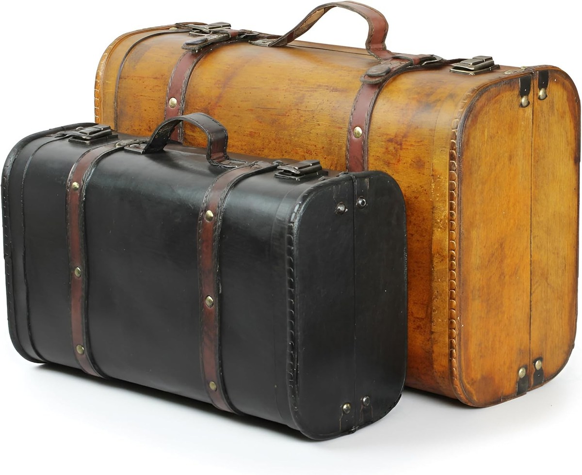 Vintage Keepsake Trunk & Suitcase Set of 2 Decorative Storage