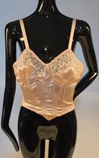 OLD STOCK 1950 S SATIN LACE BULLET BRA BRASSIERE V FRONT - NEVER WORN