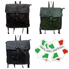 Zaino Vintage in Vera Pelle con Tasca Centrale Spallacci in Pelle Alta Qualità