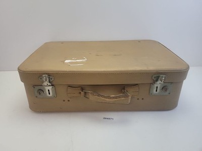 Suitcase Leather Metal GDR 60s Holiday Travel Storage Luggage #264571