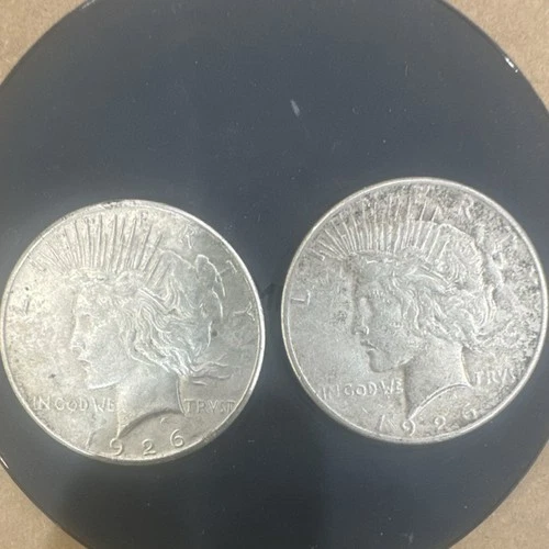 1926 Peace Dollar $1 Silver Coins Lot of 2 Circulated 0.9 Fineness