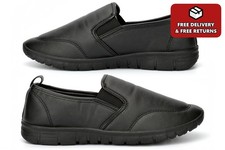 Womens Pumps Ladies Slip On Shoes Casual Trainers Memory Foam All Black Pumps