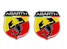 2x Abarth Adhesive Metal Badge 3D Logo New Emblem Sticker Fits Fiat Punto 500