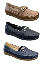 Women’s Lady Flat Soft Loafers Comfort PU Leather Slip On Round Toe Shoes Size 