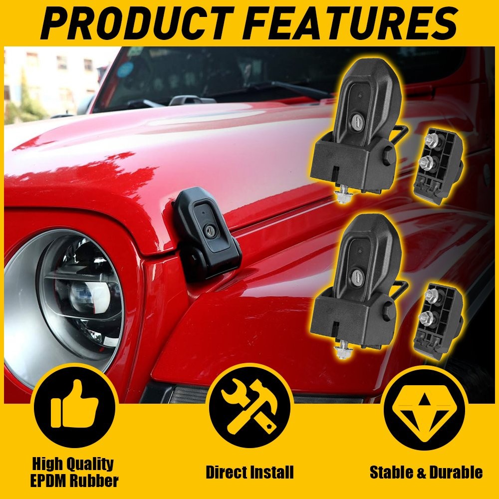 Stainless Steel Hood Latch Catch Buckle USA Flag for 18+ Jeep Wrangler JK JL JT thumbnail 7