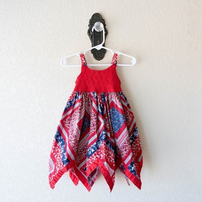 Blueberi Blvd Girls Size 18M Dress Red Blue Americana Cottagecore Patchwork