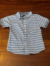 Ben Sherman Boys 3T Short Sleeve Button Down Blue Orange Stripe