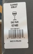 2 Waterford Crystal Clannad Claret Wine Glass Pair 8 3/4" Free Shipping