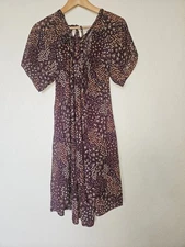 Malia Mills Sheer Floral Mini Dress Cover Up Size 4 Purple Poly Chiffon
