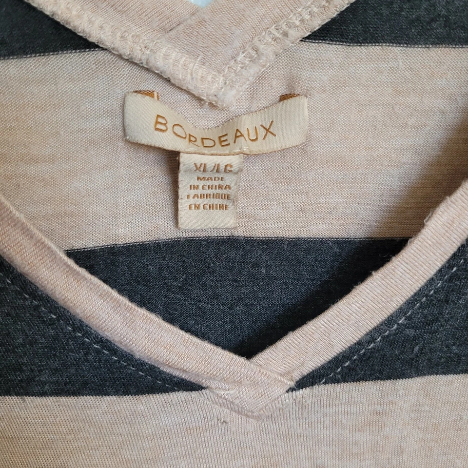 Camiseta sin mangas Bordeaux Anthropologie para mujer negra/bronceada a rayas con cuello en V talla XL Foto 3 de 4