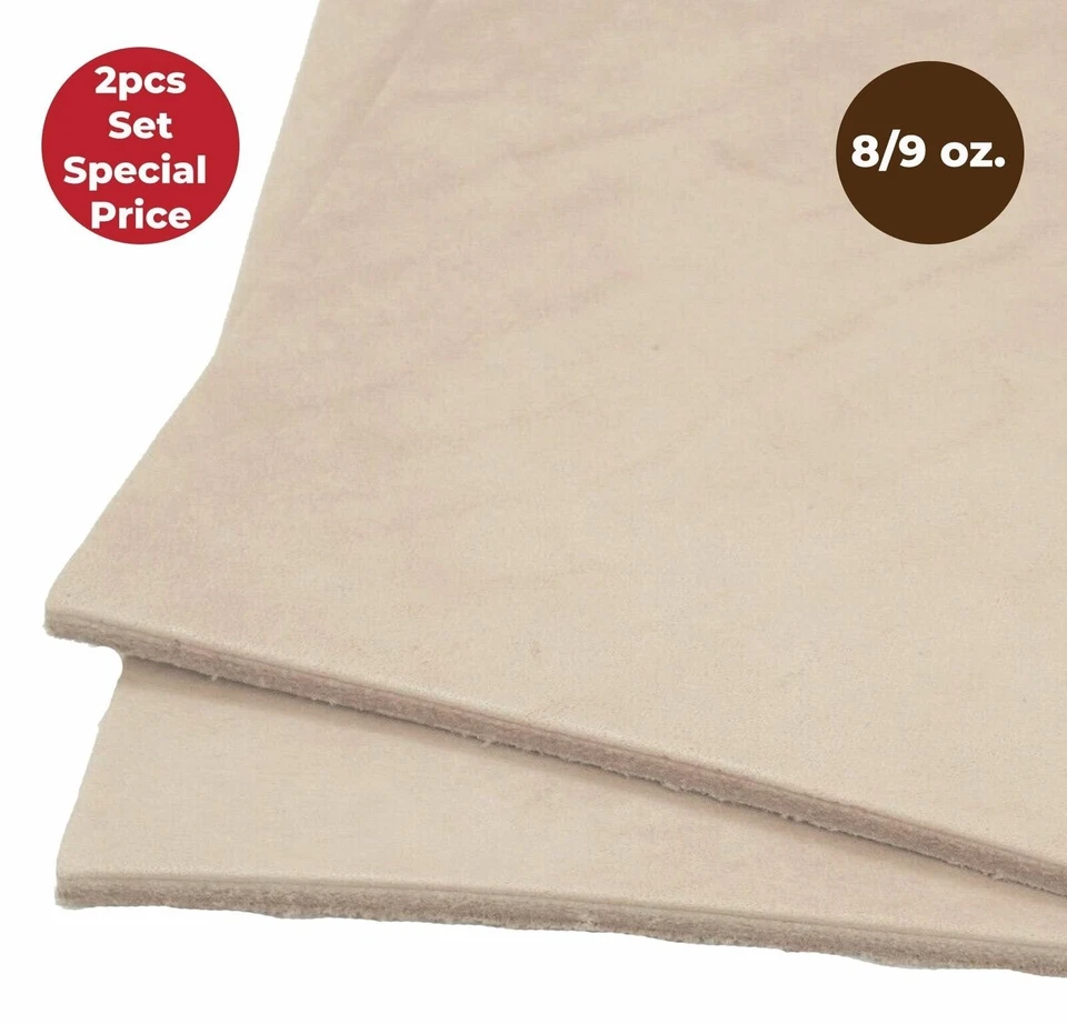 Veg Tan Full Grain Cow Tooling Leather 8-9oz(3.2mm) Pre-Cut 2pcs Special Price - Image 2 of 4
