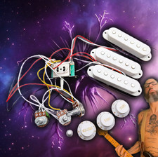 White Single Coil SSS Ceramic Magnet Strat Style Pickups Mega Kewel With Wiring